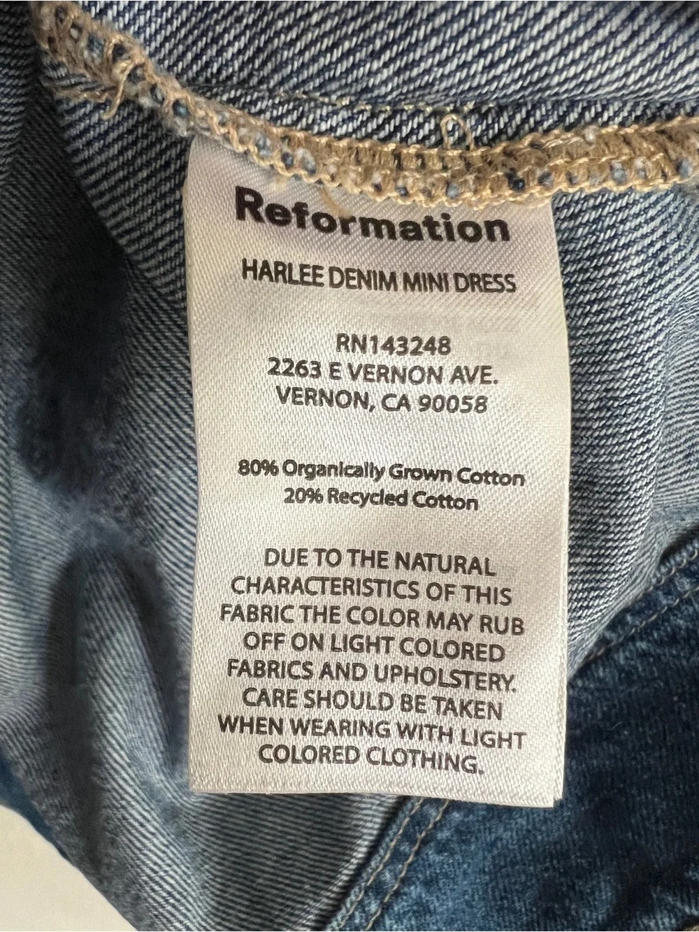 Reformation Harlee Denim Mini Dress - Size 4 - Picture 7 of 7